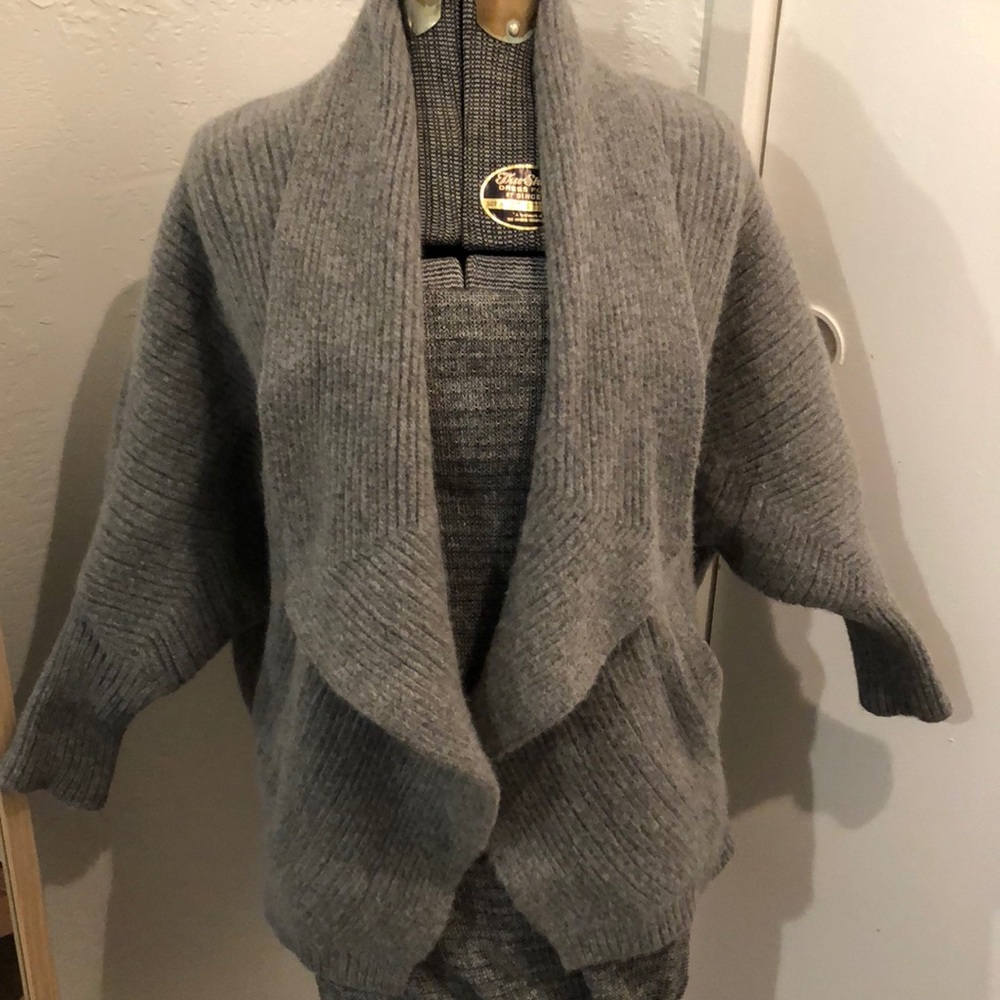Madewell Grey Merino Wool Sweater Shrug.